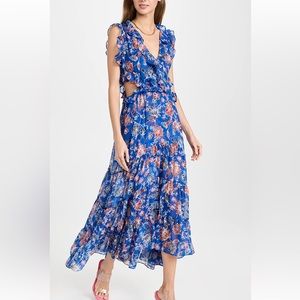 Misa - blue floral dress with cutouts - Natasha Dress - size XS